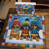 Winter -Dackel -Puzzle 1000 Stücke